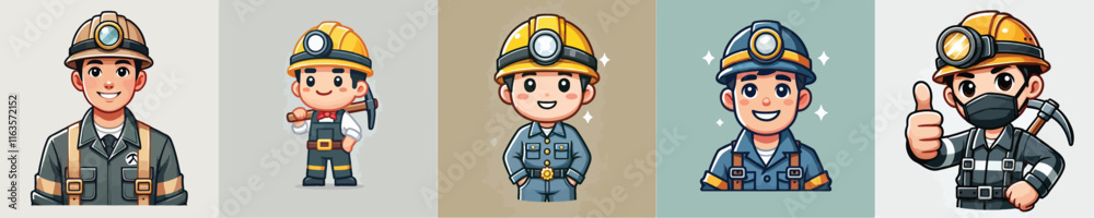 smiling mine worker vector character smiling mine worker vector character