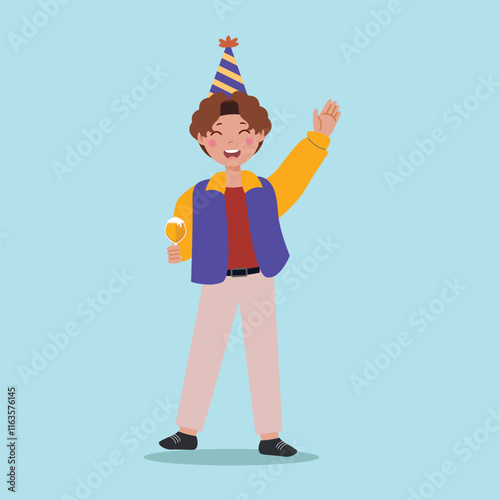 Cheerful Young Person Celebrating New Year