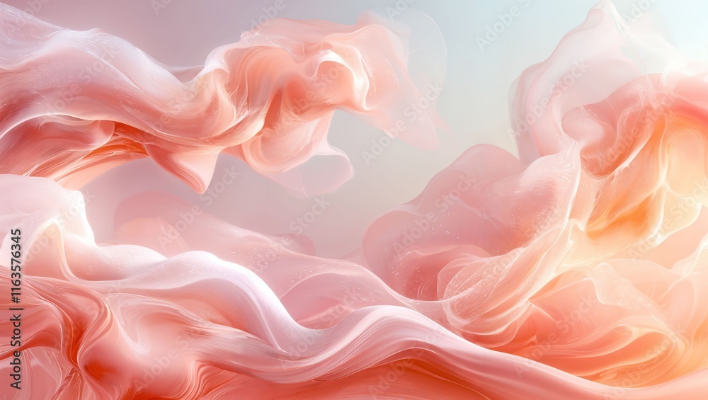 Obraz premium Ethereal Flow of Soft Waves: A Dreamlike Abstract Composition that Captivates and Inspires with Its Fluidity and Gentle Hues in Splendid Harmony of Light and Color.
