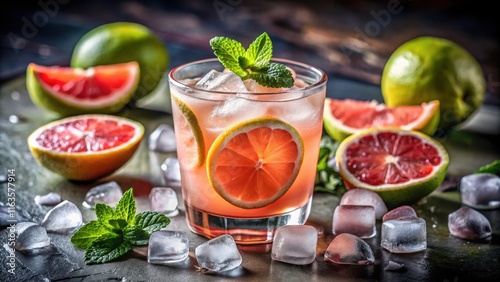 Refreshing Citrus Summer Drink with Ice and Mint