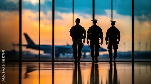 Soldiers at Sunset During Graduation Ceremony