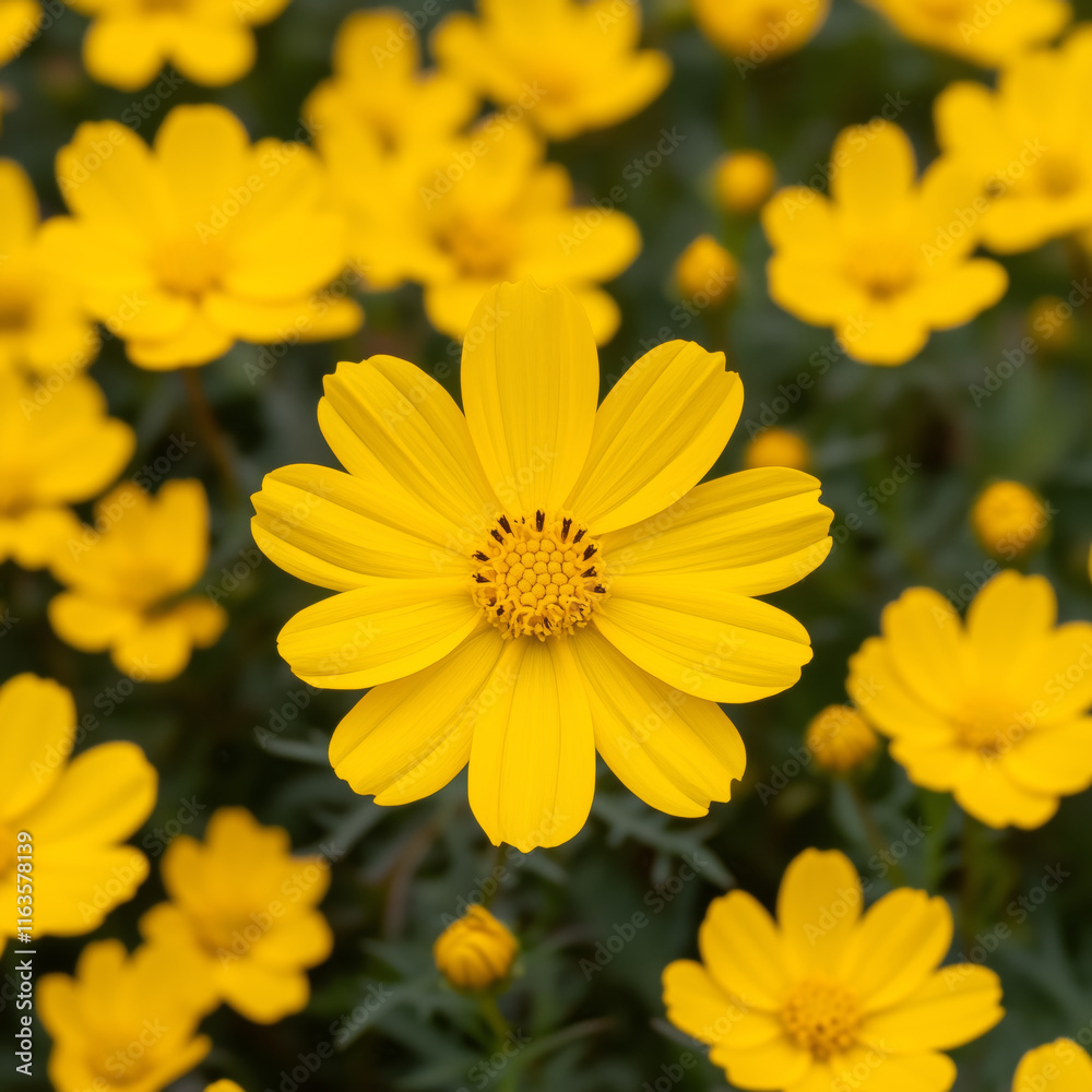 Close-up of vibrant yellow flowers in full bloom with a blurred background Close-up of vibrant yellow flowers in full bloom with a blurred background