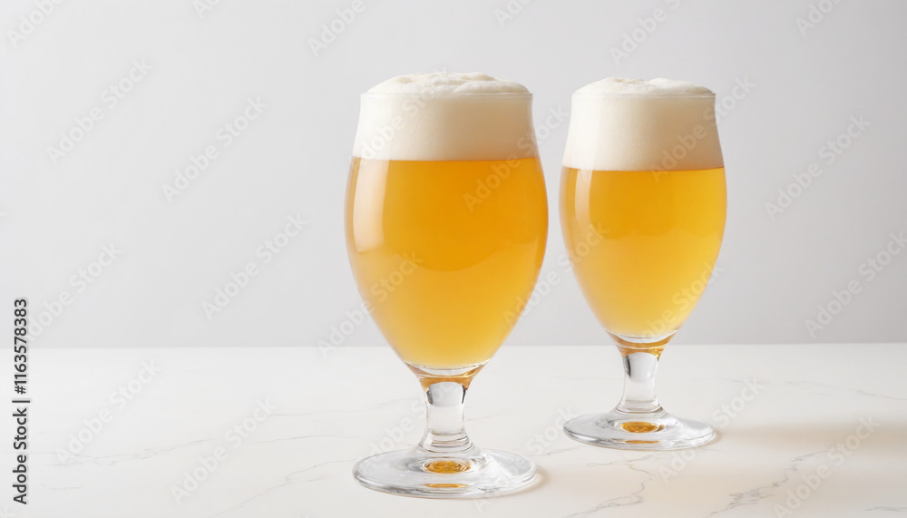 Belgian Beer Glasses Close-up Studio Style Beverage Belgian Beer Glasses Close-up Studio Style Beverage