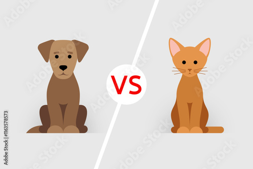 Cat and dog, concept of choosing a pet for adoption or buying