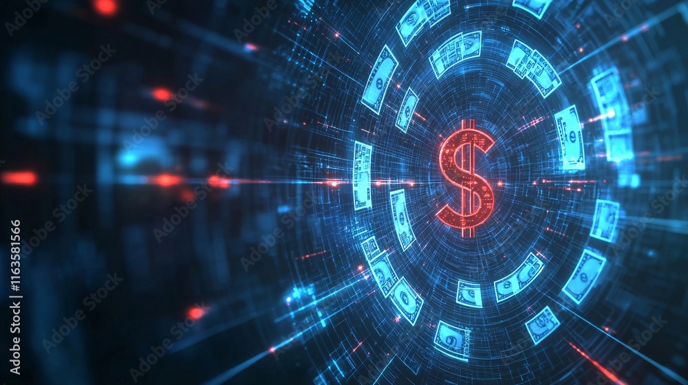 Fototapeta premium Target with Money Symbols Emphasizing Strategic Investment Goals