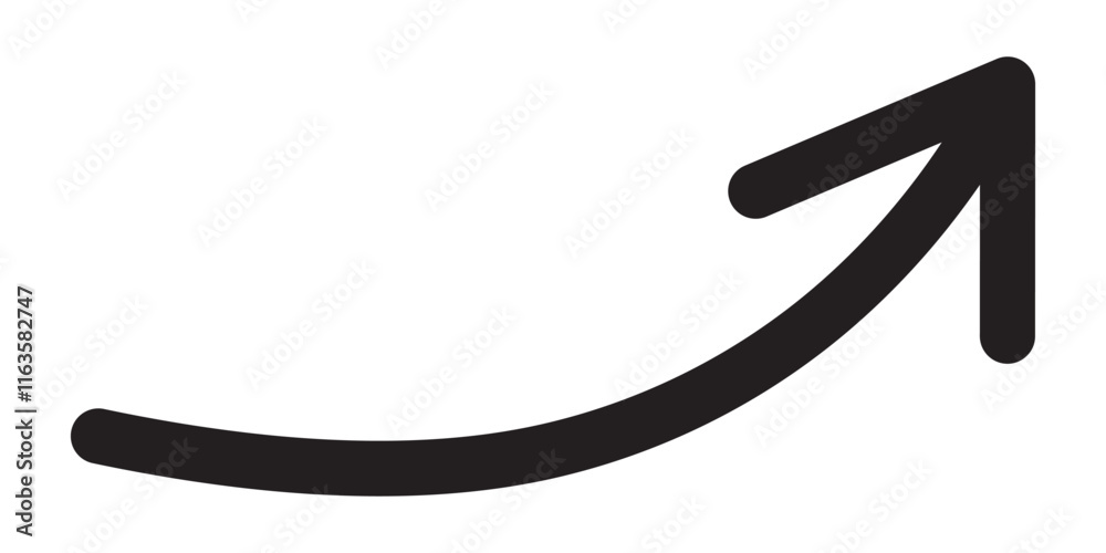 Round curl long arrow. Thin arrow curled symbol icon. Arrow swish sign. Round curl long arrow. Thin arrow curled symbol icon. Arrow swish sign.