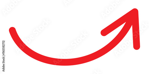 Round curl long arrow. Thin arrow curled symbol icon. Arrow swish sign.