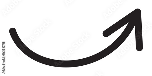 Round curl long arrow. Thin arrow curled symbol icon. Arrow swish sign.