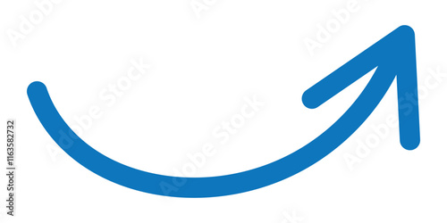 Round curl long arrow. Thin arrow curled symbol icon. Arrow swish sign.