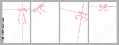 Coquette Ballerina pink Bow ribbon present for Valentine, Holidays, birthday gift, present, poster, postcard illustration and more