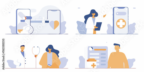 Ai-generated healthcare innovations medical office digital illustration collaborative environment modern viewpoint
