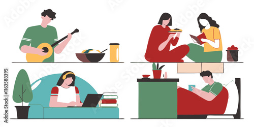 Ai generates weekend fun young people enjoying leisure activities at home creative environment relaxed atmosphere