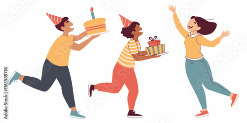 Ai-generated birthday celebration with friends joyful party scene vibrant atmosphere fun and laughter