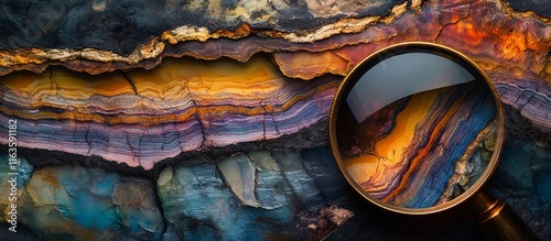 Magnified colorful geological layers.