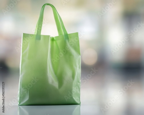 A stylish green reusable shopping bag, perfect for eco-friendly shopping and daily use, showcasing a modern, minimalistic design. photo