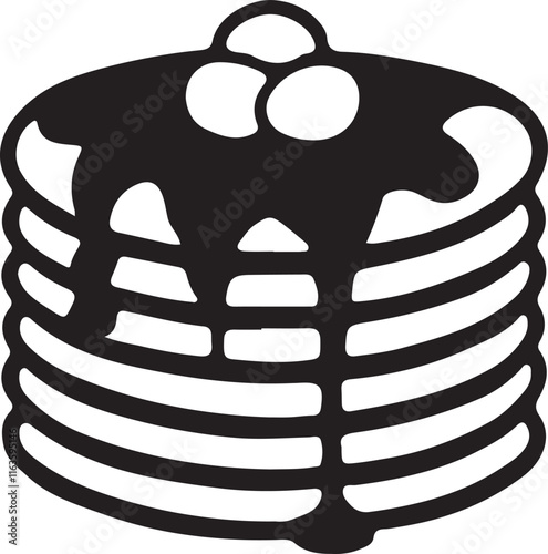 Pancake silhouette vector art illustration. Black and white pancake vector illustration.