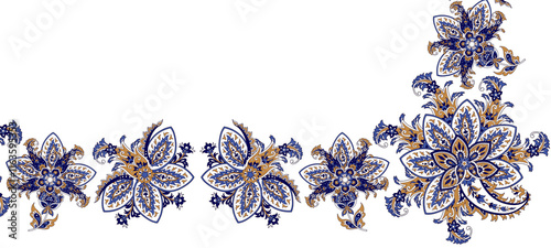 paisley border and frame pattern background.