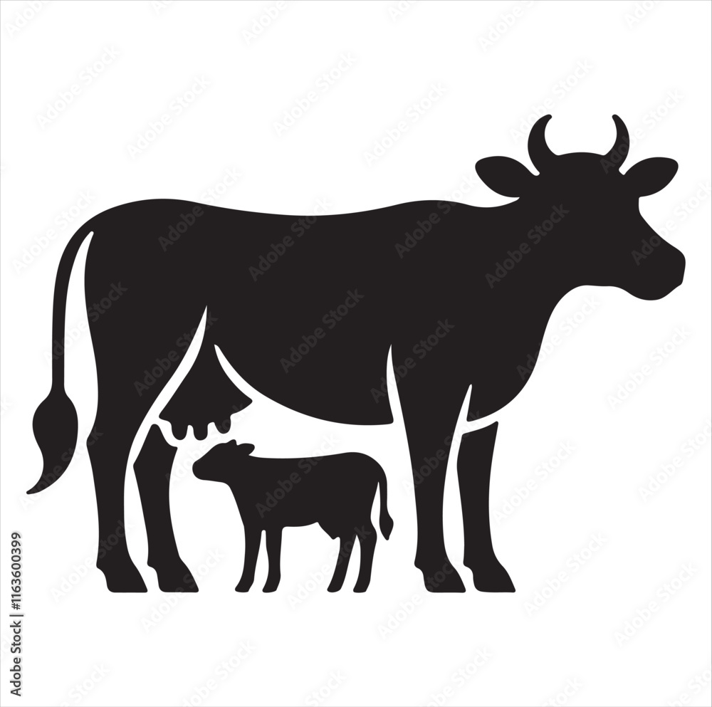 Flat vector cow icons, perfect for agriculture and farm-themed designs Flat vector cow icons, perfect for agriculture and farm-themed designs