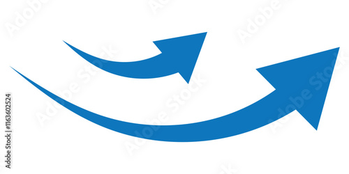 Arrow up icons. Set of curve rise increase arrows. Growth pictogram isolated. Vector illustration.