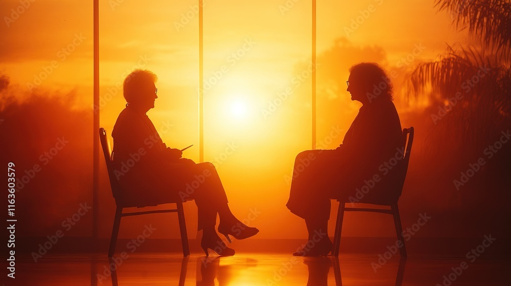 Obraz premium Family health discussion between adult child and elderly mother with doctor in a warm setting, emphasizing care and support.