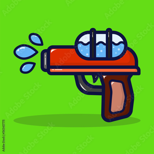 Water gun machine icon. Kid toys concept. Lineal color style isolated on premium design. Flat cartoon vector illustration. 