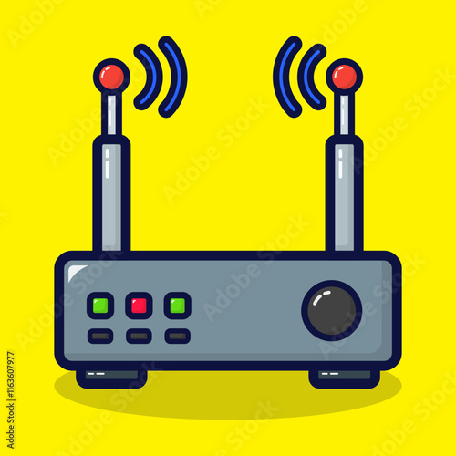 Wifi router icon. Network internet equipment concept. Lineal color style isolated on premium design. Flat cartoon vector illustration. 