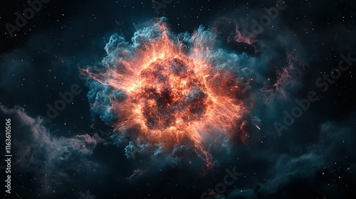 Supernova Explosion, a dying star bursts forth in a vibrant display of light, heralding the birth of new celestial bodies