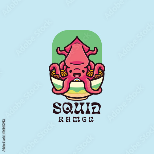 Squid cartoon mascot character logo design