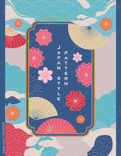Elegant Traditional Japanese Pattern Design Red Floral Elements Beautifully Decorative Textiles and Decor Cultural  photo