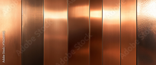 Close-Up of Vertical Copper Strips with Polished Texture