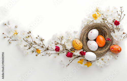 Minimalist Easter Egg Arrangement on White