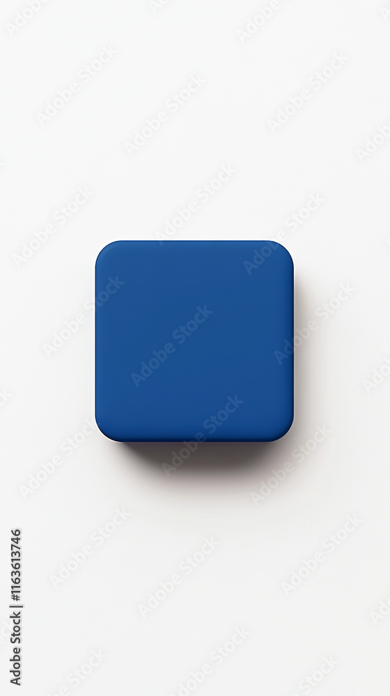 Flat blue square button with sharp edges and a matte finish Flat blue square button with sharp edges and a matte finish