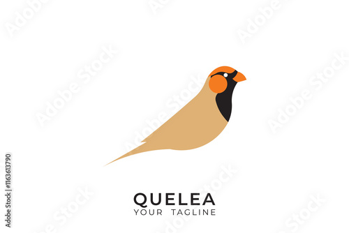 Red billed quelea bird logo design, quelea silhouette logo