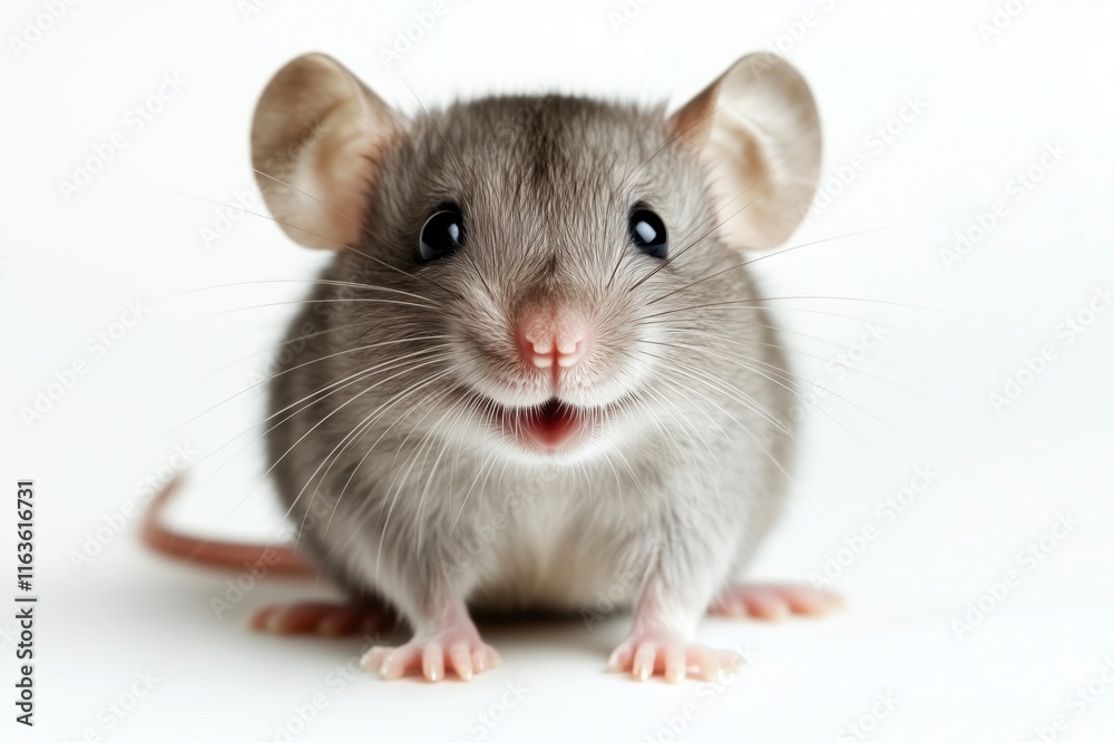 smiling gray mouse on white background smiling gray mouse on white background