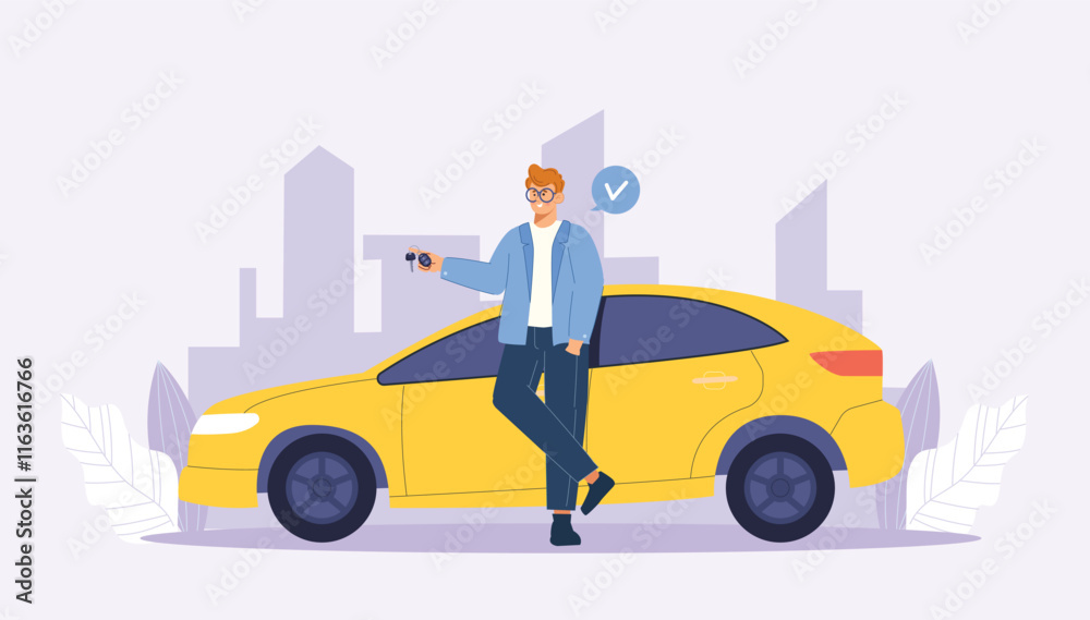 A user-friendly illustration highlighting an easy car buying process, combined with financial planning tools to guide customers in making informed vehicle purchase decisions. A user-friendly illustration highlighting an easy car buying process, combined with financial planning tools to guide customers in making informed vehicle purchase decisions.
