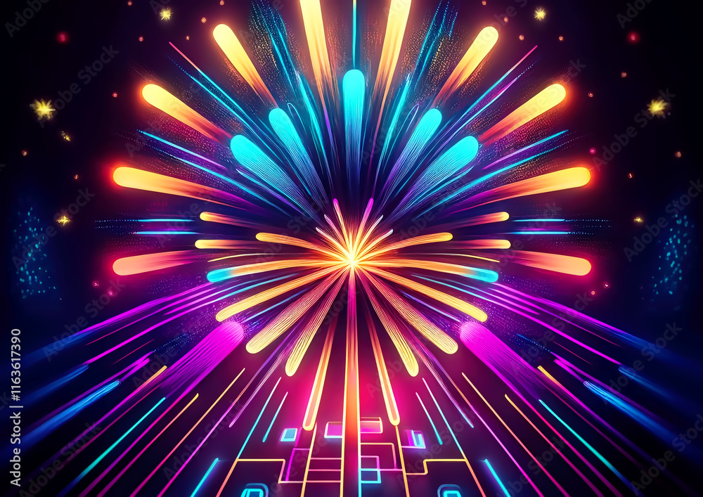 Naklejka premium Abstract background with fireworks.