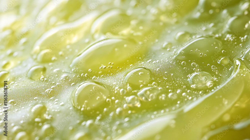 Macro capture of close up air bubbles in light green gel highlighting texture and fluidity Macro capture of close up air bubbles in light green gel highlighting texture and fluidity