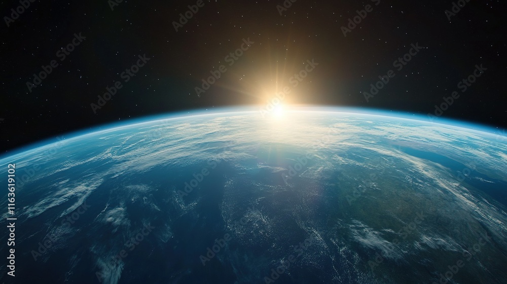 Obraz premium Astronaut Floating Above Earth, Captivating View of the Blue Planet, Expansive Space Background, Awe-Inspiring Perspective