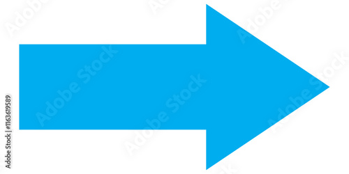 Long blue flat design arrow pointing right icon vector illustration. Straight blue arrow - Long blue arrow indication sign. Blue long arrow to the right . Long arrow. Blue arrow pointing right. 