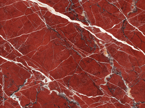 Seamless texture of red natural marble with veining, bright red color.