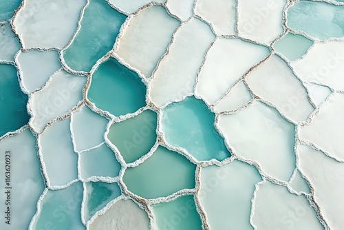 mesmerizing aerial view of salt flats with shallow water captured in perfect orthogonal perspective