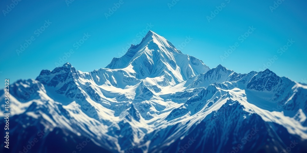 Obraz premium Majestic Winter Mountain Peak and Snowy Range Under a Clear Blue Sky