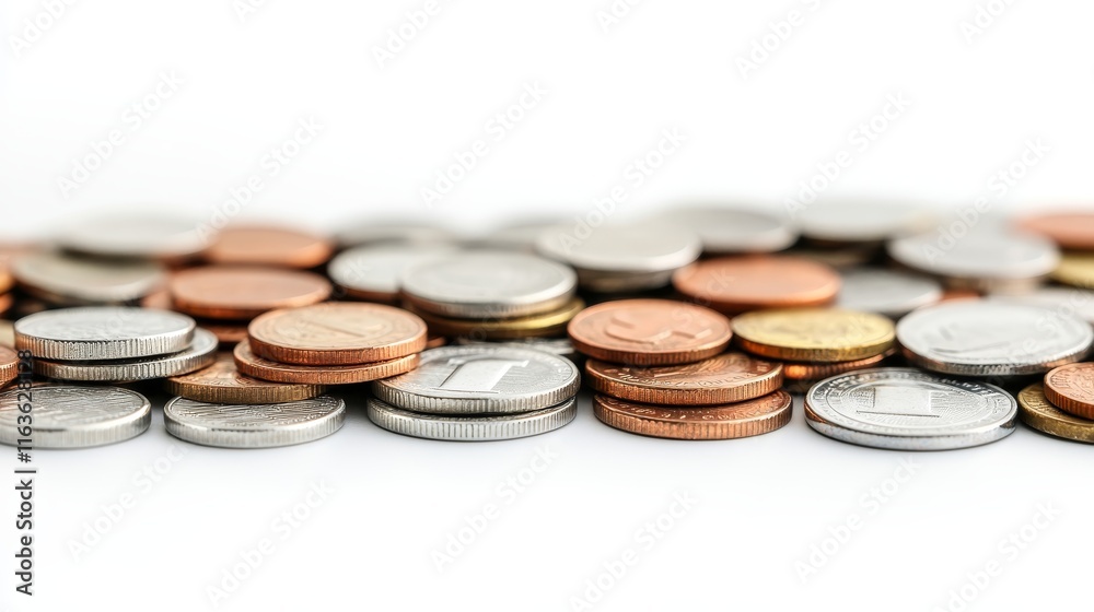 Assortment of Loose Change, Close-Up of Various Coins, Savings and Investment Concept Assortment of Loose Change, Close-Up of Various Coins, Savings and Investment Concept