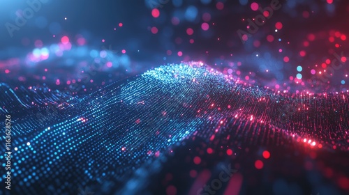 Digital cyberspace with particles. Technology