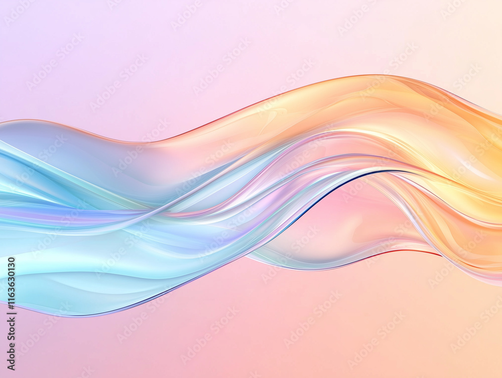 Fototapeta premium 3D Abstract Iridescent liquid shape with waving smooth ripples