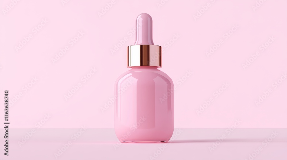 Pastel pink face serum bottle with dropper, isolated on white background. 3D rendering with realistic details and clipping path. Pastel pink face serum bottle with dropper, isolated on white background. 3D rendering with realistic details and clipping path.