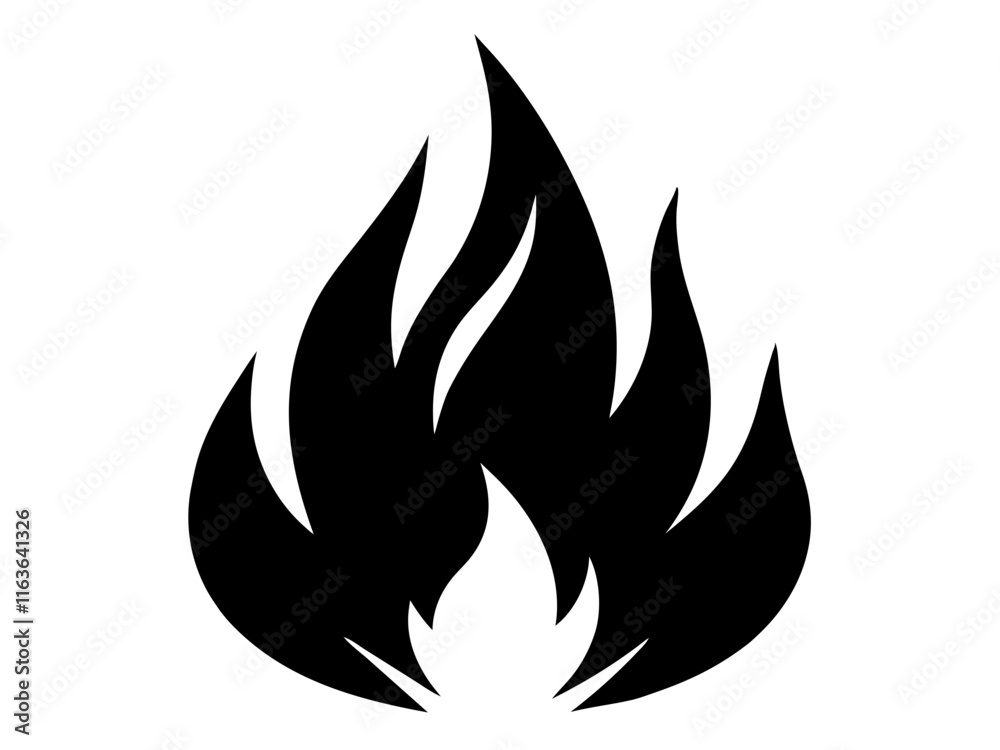 Fire black silhouette vector, Simple silhouette Design vector icon with white background. Fire black silhouette vector, Simple silhouette Design vector icon with white background.