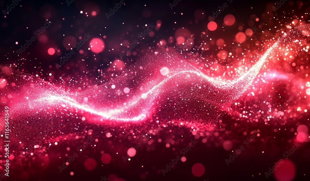 Fototapeta premium Digital Wave Pattern with Dots and Particles on Dark Background for Technology, Data, Music or Video