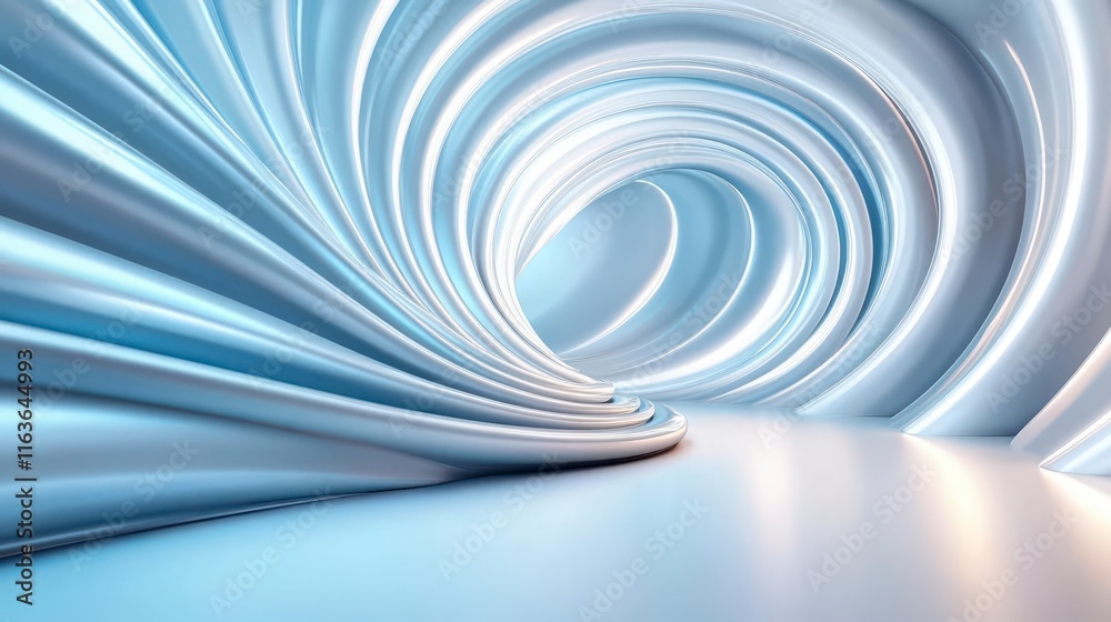 Fototapeta premium Abstract Blue Spiral: A mesmerizing vortex of swirling, light blue forms. Serene and calming.