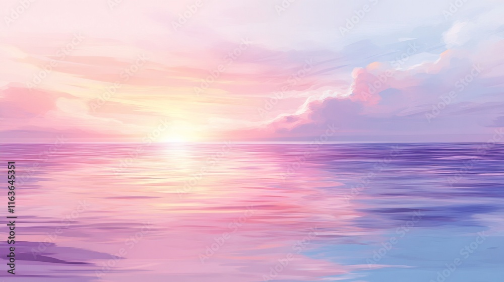 Fototapeta premium Pastel sunset over calm ocean.